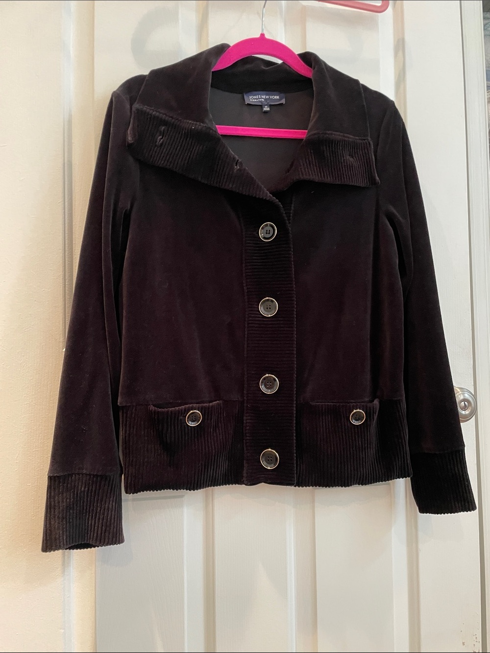 Jones New York Vintage Black Velvety Soft Button-Up Jacket Size M